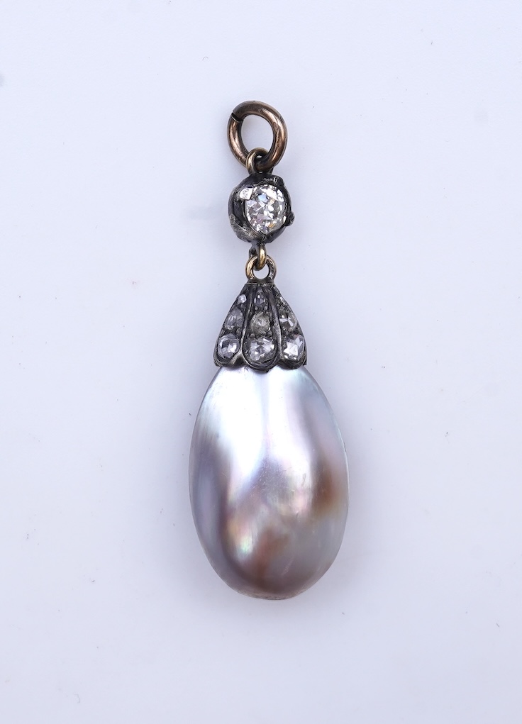 A Victorian blister pearl and diamond pendant, late 19th century